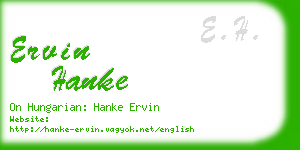 ervin hanke business card